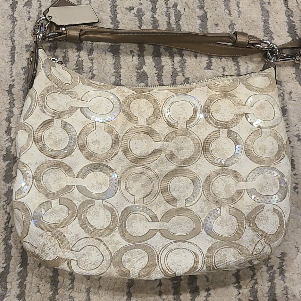 Coach Kristin Sequin opt art shoulder/hobo purse - Picture 6 of 10